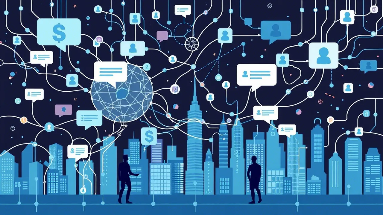 Abstract image of AI algorithms influencing content on social media.