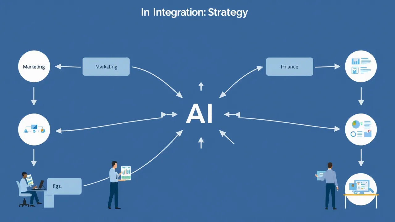 A schematic representation of the strategy for integrating AI into a companys business processes.
