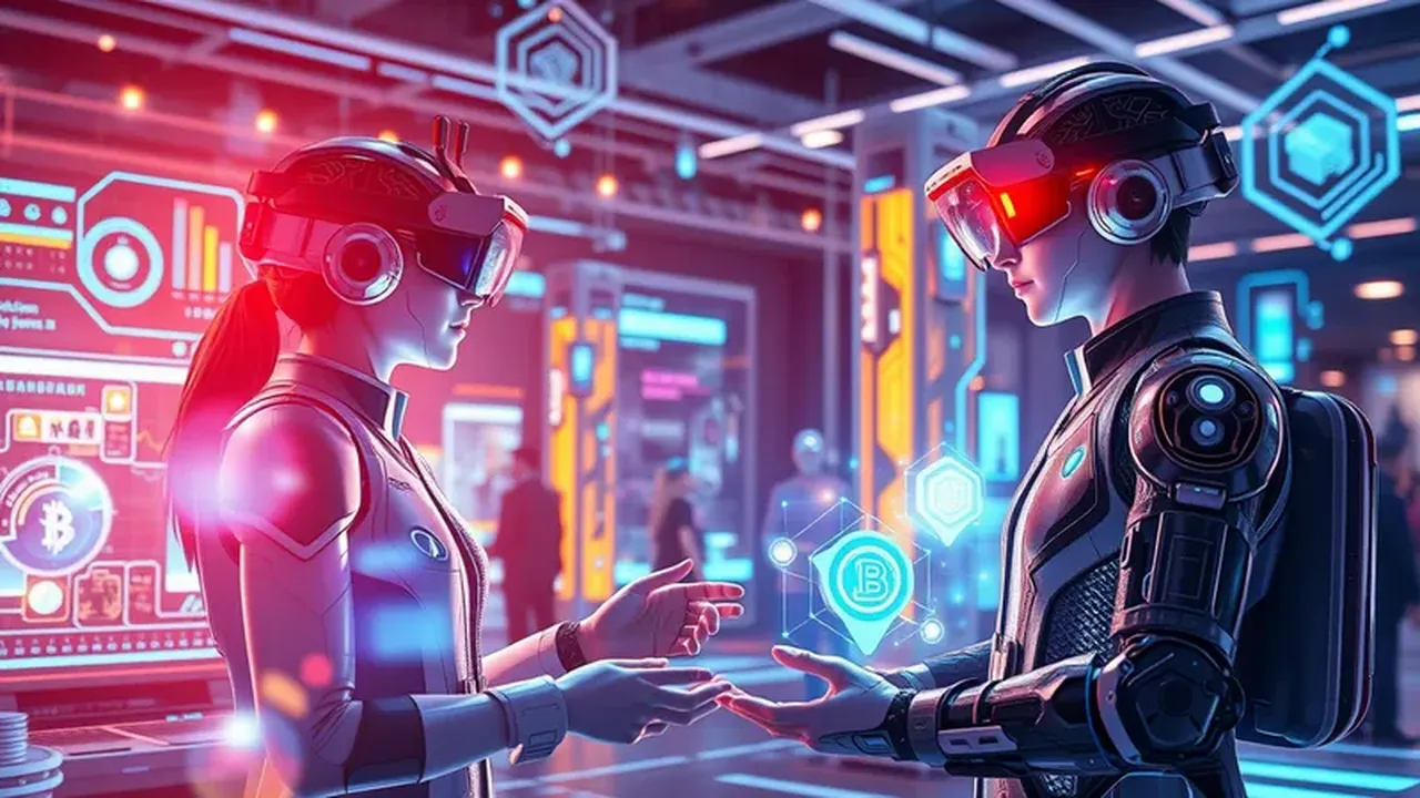 Conceptual image of the fusion of Metaverse and Artificial Intelligence in the future economy.