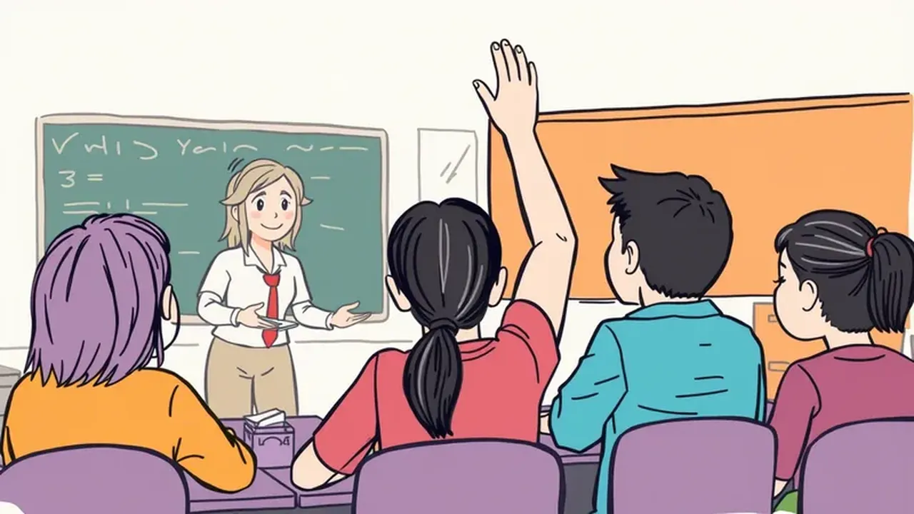 Live interaction between a teacher and students in a classroom, symbolizing the human factor.